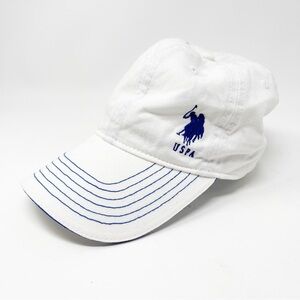 U.S. Polo Assn. Baseball Cap Slideback Hat White One Size Adjustable Embroidered